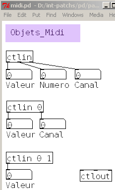 Objets Midi en PD.