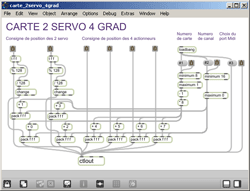 Patcher Max MSP pour carte 2 servomoteurs 4 lampes.