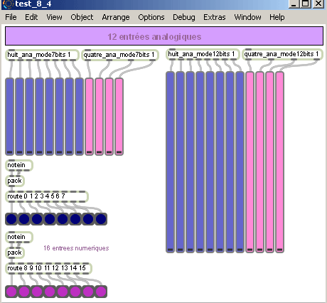 Visualisation des données en provenance d'une carte 12 entrées analogiques en Midi.