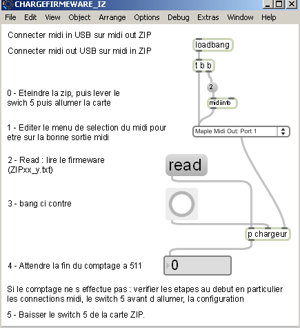 Chargement du firmware de la carte ZIP.