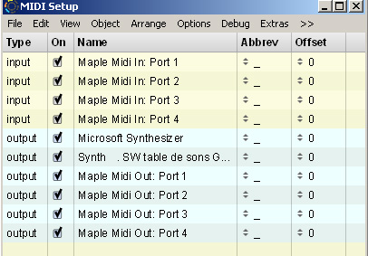 Configuration Midi en Max.