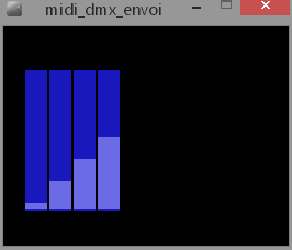 Code Processing permettant de gérer des actionneurs DMX.