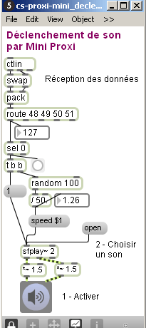 Patch Max/MSP pour capteur Interface-Z.