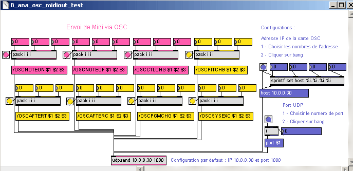 Envoi de messages Midi via OSC.