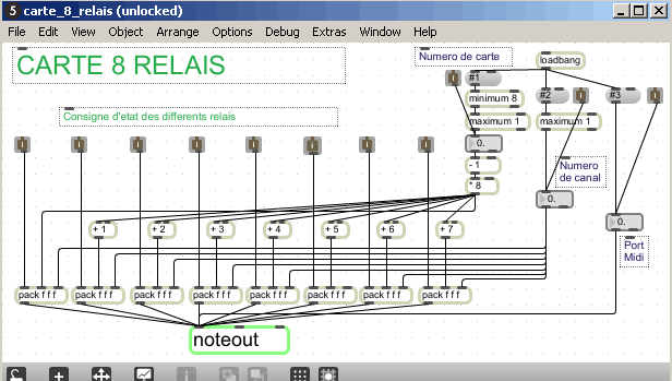 Patch Max 5 pour piloter des relais.