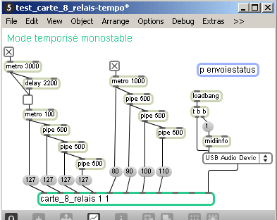 Test de relais avec des Control Change Midi.