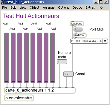 Patch PD permettant de gérer 8 actionneurs.
