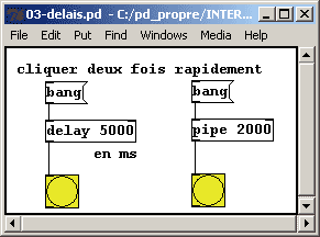 delay et pipe, objets de puredata.